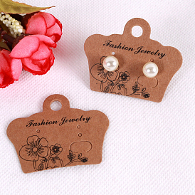 Kraft Paper Display Cards, for Earring, Crown with Flower Pattern