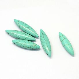 Synthetic Turquoise Gemstone Pendants, Rice, Dyed
