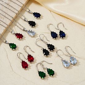 Комплекты из латунных стеклянных подвесных серег и ожерелий с подвесками для женщин