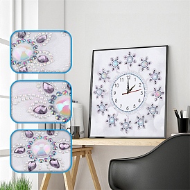 DIY Diamond Painting Clock Kits, Including Acrylic Rhinestones Bag, Diamond Sticky Pen, Tray Plate and Glue Clay