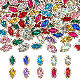 100 шт. 10 цвета пришитые стразы в виде лошадиного глаза, акриловый стеклянный горный хрусталь, золотистая железная основа