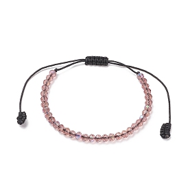 Pulsera de cuentas trenzadas de vidrio transparente, pulsera ajustable para mujer