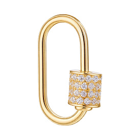 1Pc 925 Sterling Silver Locking Carabiner, with Rhinestone, Oval, with 1Pc Polishing Cloth