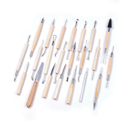 Pottery Sculpting Tool Set, Stainless Steel Wooden Handle Clay Carved Knives Tool Suit