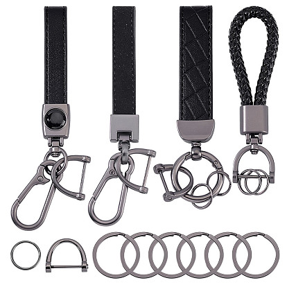 Брелок-подвеска из сплава и искусственной кожи, с отверткой и железными разъемными кольцами, бытовая фурнитура из сплава