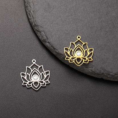 Из нержавеющей стали горный хрусталь подвески, цветок лотоса