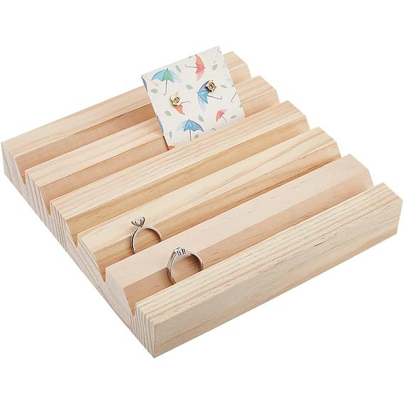 5 деревянное шасси для ювелирных изделий со слотами, для перстней, держатель для сережек, прямоугольные