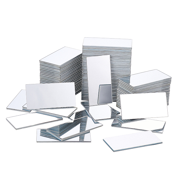 100шт 3d зеркало прямоугольник акриловая мозаика настенная наклейка, для украшения дома или поделок