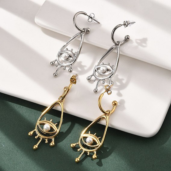 304 серьги-гвоздики из нержавеющей стали с жемчугом для женщин, слеза с глаз