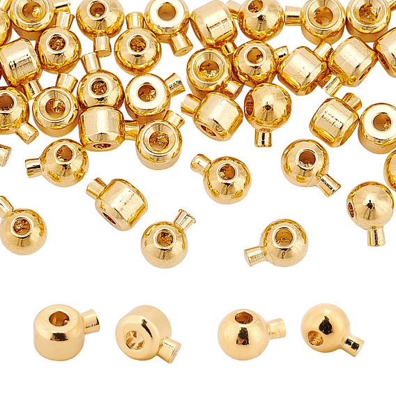40Pcs 2 Style Rack Plating Brass Beads, Nickel Free