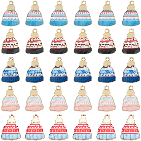 30 шт. 5 цвета подвески из сплава с зимней тематикой, без свинца, без кадмии и без никеля, шляпные прелести, золотые