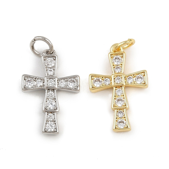 Латунные микро проложить кубического циркония подвески, крестик, с целью перехода в кольце, стойки покрытие, долговечный, без свинца и без кадмия
