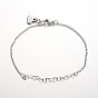 Heart Link 304 Stainless Steel Chain Anklets, with Lobster Clasps and End Chains, 220mm
