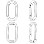 2Pcs 2 Styles 925 Sterling Silver Spring Gate Rings, Oval with 1Pc Double Sided Suede Fabric Silver Polishing Cloth