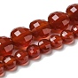 Natural Carnelian Beads Strands, Faceted, Flat Round