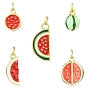 5шт 5 стили латунные эмалевые подвески, реальный 18 k позолоченный, арбуз