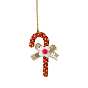 Christmas Candy Cane Handmade Macrame Cotton Woven Pendant Decorations, for Car Mirror Hanging Accessories