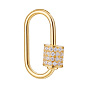 1Pc 925 Sterling Silver Locking Carabiner, with Rhinestone, Oval, with 1Pc Polishing Cloth