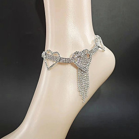 Браслеты на лодыжку из сплава с хрустальными стразами в форме сердца и кисточкой для женщин