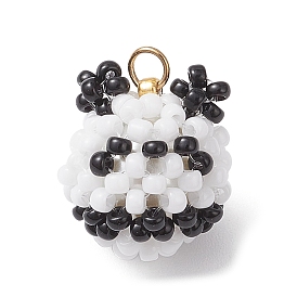 Подвески-панды из стеклянных бусин, с 304 кольцами из нержавеющей стали, реальный 18 k позолоченный