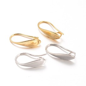 Brass Earring Hooks, Ear Wire, with Horizontal Loop, 18x5.5x10.5mm, Hole: 3.5mm, 18 Gauge, Pin: 1mm