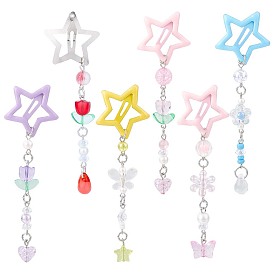 6 шт. 6 цветные железные и пластиковые заколки-кнопки для волос в форме звезды, аксессуары для волос для девочек