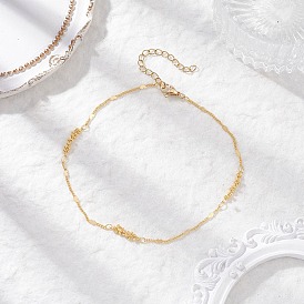 Женские браслеты на ногу с цепочкой из латунных сердечек и круглых бусин