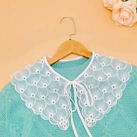 Detachable Polyester Embroidery Lady's Collars, Peacock Feather Pattern False Half Blouse, Mini Cape, Garment Accessories