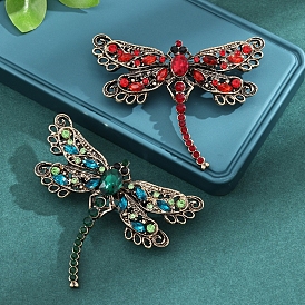 Retro Alloy Rhinestone Brooch Pins for Women Girl, Dragonfly