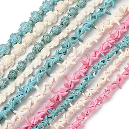 Синтетические бусины, окрашенные в бирюзовый цвет, морская звезда черепаха