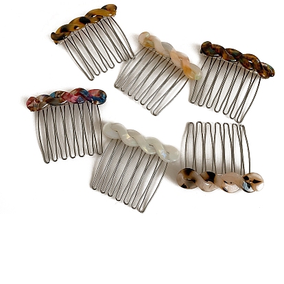 Ацетат целлюлозы (смола) аксессуары для волос, с металлическими гребнями для волос для женщин и девочек