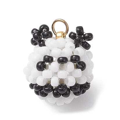 Подвески-панды из стеклянных бусин, с 304 кольцами из нержавеющей стали, реальный 18 k позолоченный