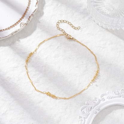 Женские браслеты на ногу с цепочкой из латунных сердечек и круглых бусин