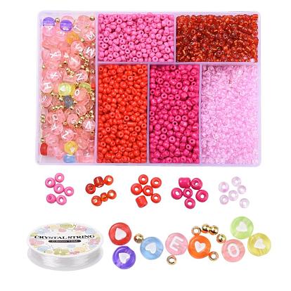 DIY Jewelry Making Kits, Including Round 8/0 Glass Seed Beads, Acrylic & ABS Plastic Beads, Elastic Crystal Thread