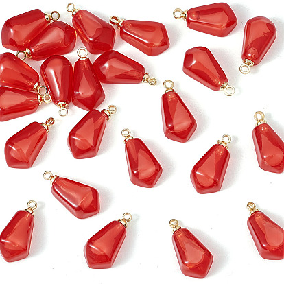 24 подвески из прозрачной смолы, зерно граната, с золотой железной петлей