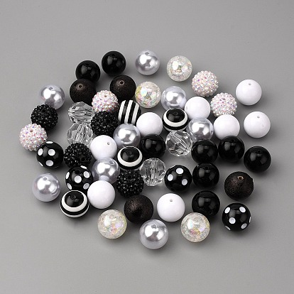Ensemble de perles acryliques opaques, perles épaisses pour enfants, ronde