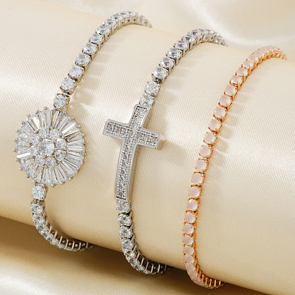 Минималистичные латунные браслеты-цепочки с кубическим цирконием для женщин