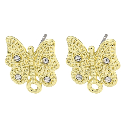 Rack Plating Alloy Stud Earring Finding, Cadmium Free & Nickel Free & Lead Free, Butterfly