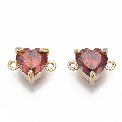 Латунные соединители с кубическим цирконием, без никеля , сердце, красные