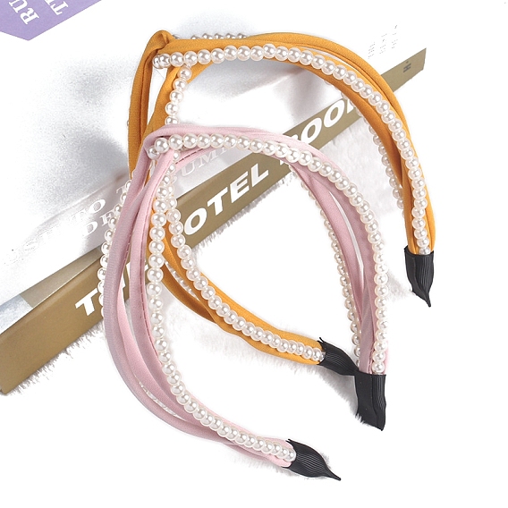Ткань ленты для волос, с пластиковой жемчужины, аксессуары для волос для женщин и девочек