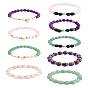 9шт 3 цвета круглые натуральные драгоценные камни бусины эластичные браслеты, с стеклянные бусы