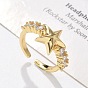 Кольца-манжеты из латуни с микропаве, прозрачные кубические циркония, звезда