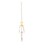Hanging Crystal Aurora Wind Chimes, with Prismatic Pendant and Moon & Sun Iron Link, for Home Window Chandelier Decoration