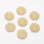 Brass Filigree Findings, Lead Free and Cadmium Free, Flower, 17x0.5mm, Hole: 2mm