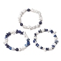 3шт. браслеты из натурального лазурита и синтетического говлита с бусинами для женщин, с латунным
