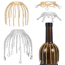 4шт. подвески для бокалов вина из латуни и железа со стразами