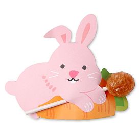 Rabbit Shape Paper Candy Lollipops Cards, for Baby Shower and Birthday Party Decoration