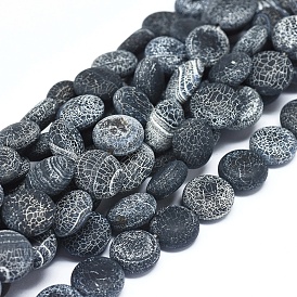Natural Weathered Agate Beads Strands, Dyed & Heated, Flat Round