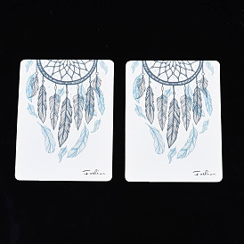 Cartes d'affichage en carton, utilisé pour la broche, rectangle avec motif de plumes