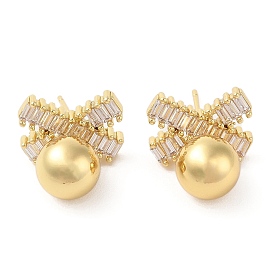 Серьги-гвоздики из латуни с микро-паве из прозрачного кубического циркония для женщин, без кадмия и без свинца, долговечный, круглые